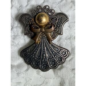 Kat’s Creations Vintage Angel Brooch Silver Tone Christmas Holiday Pin 1.5"